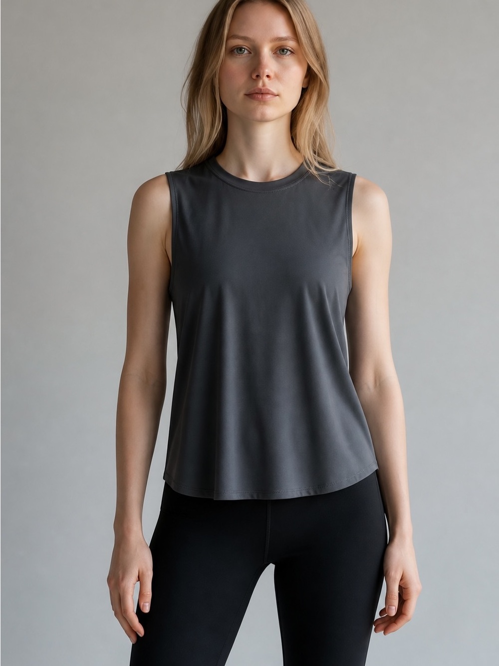 Athleta Charcoal Crewneck Sleeveless Tank